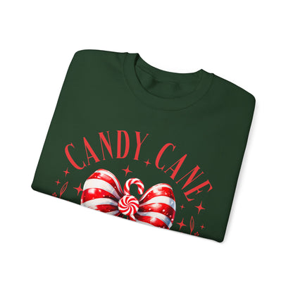 Candy Cane Christmas Coquette Bow Sweatshirt