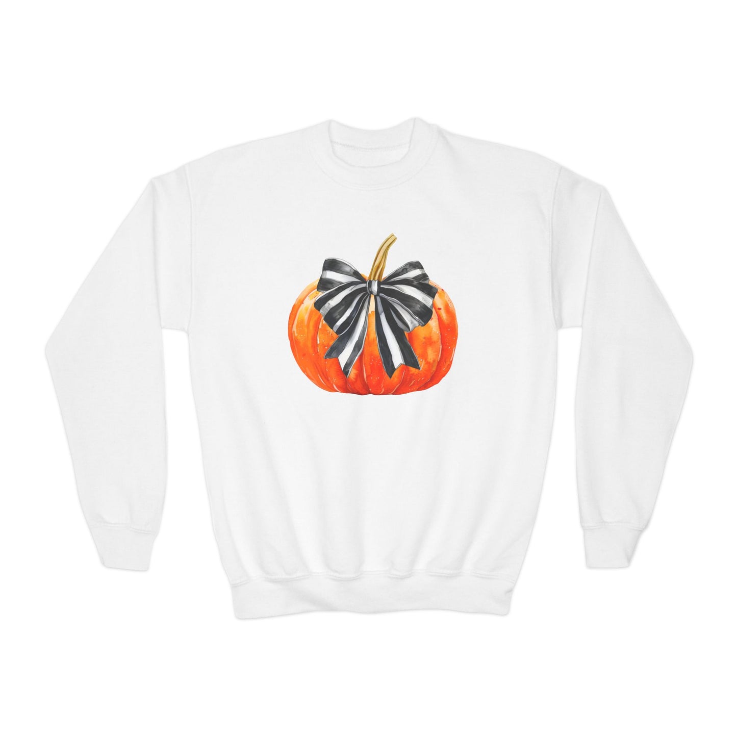 Coquette Pumpkin Halloween Youth Crewneck Sweatshirt