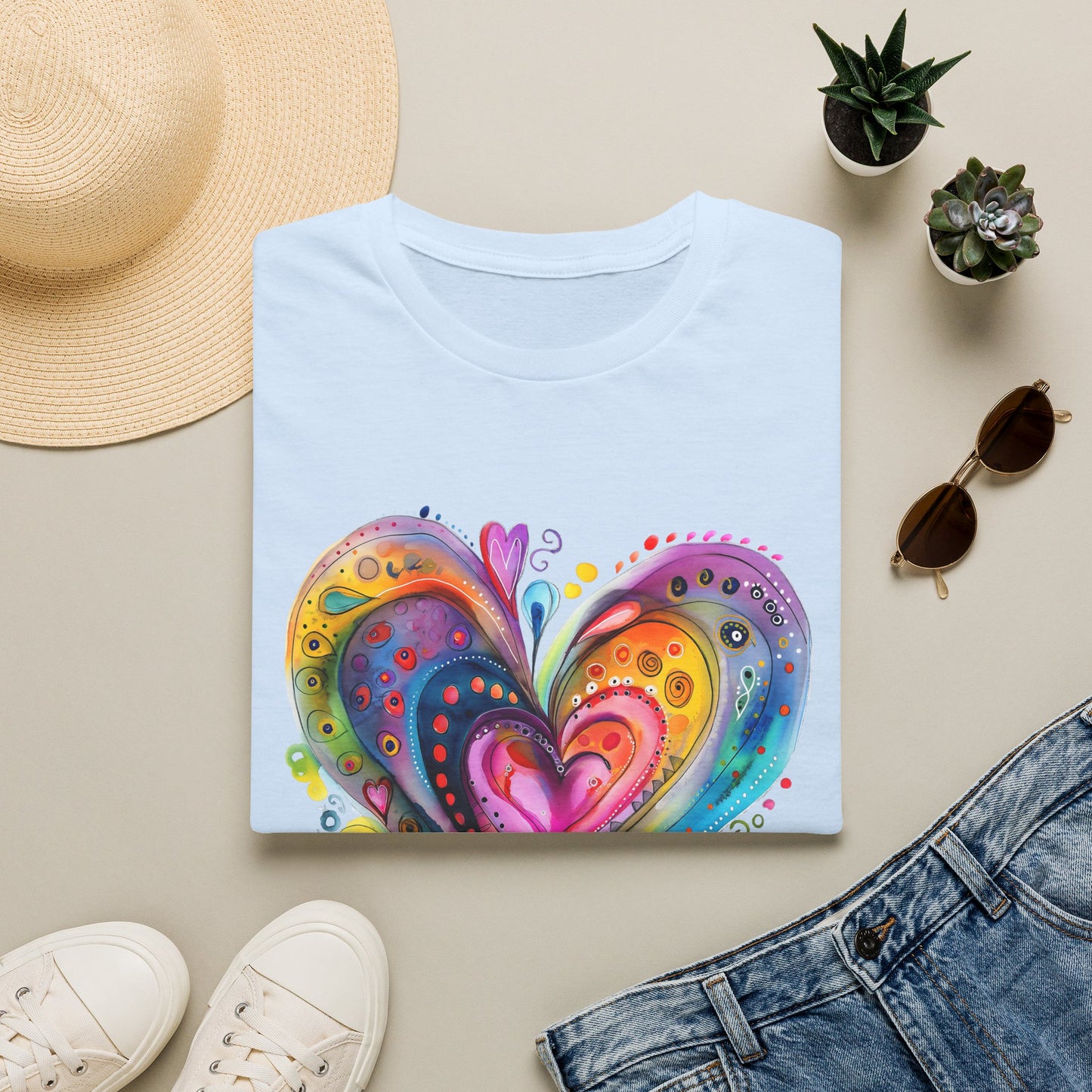 Unisex Watercolor Heart Softstyle T-Shirt