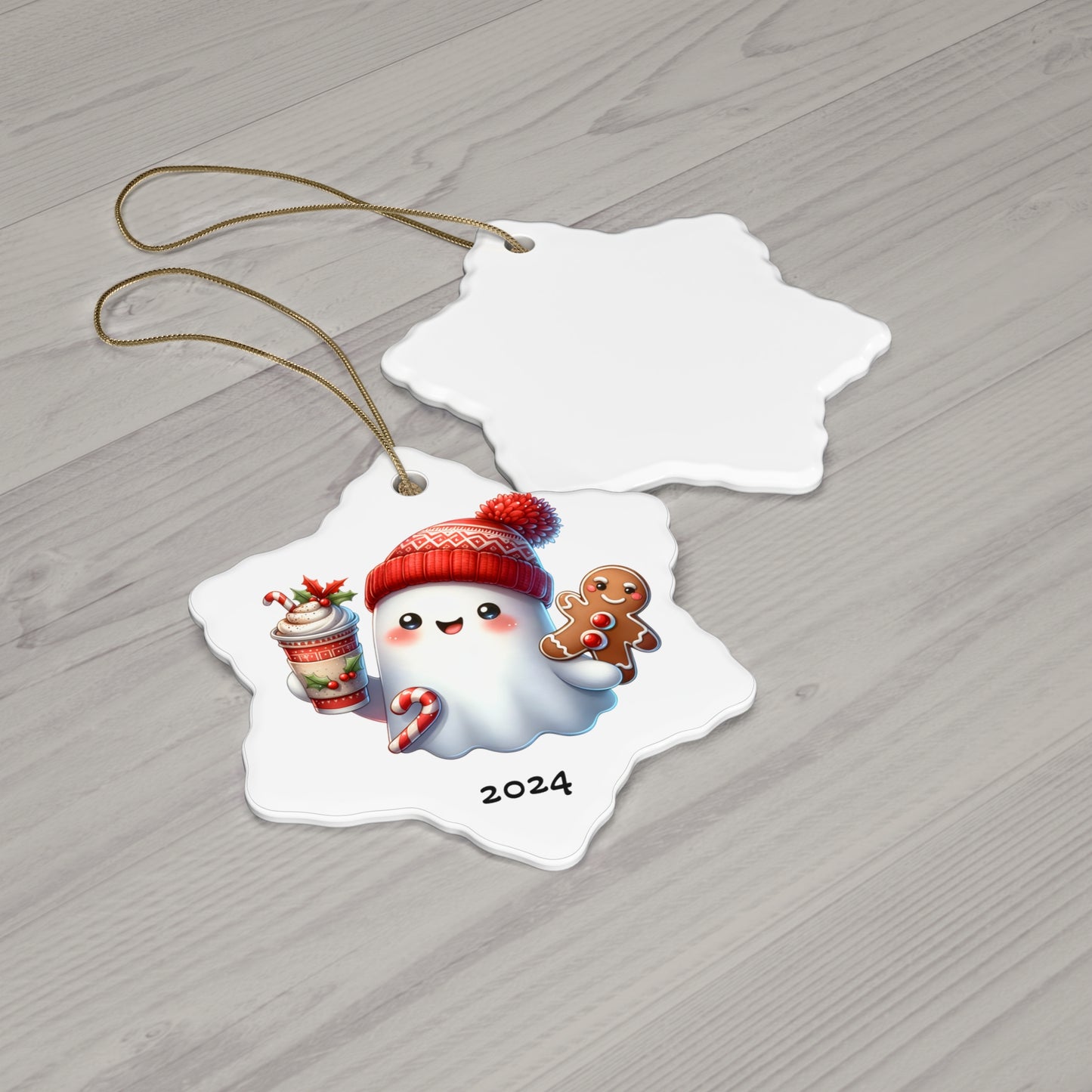 Holiday Ghost Ceramic Ornament