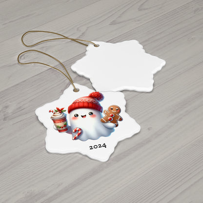 Holiday Ghost Ceramic Ornament