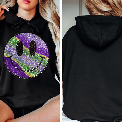 Mardi Gras Smiley Face Hooded Sweatshirt Hoodie