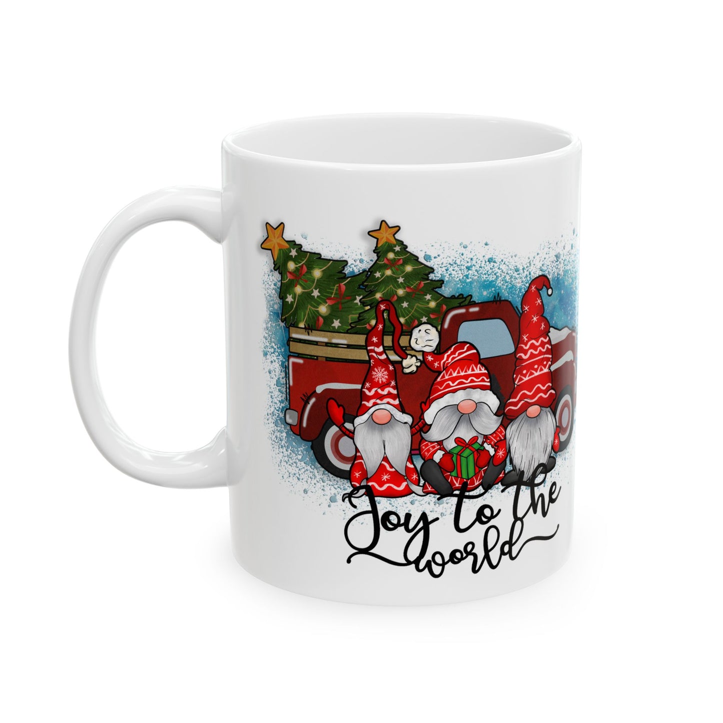 Joy to the World Gnome Christmas Ceramic Mug, (11oz, 15oz)