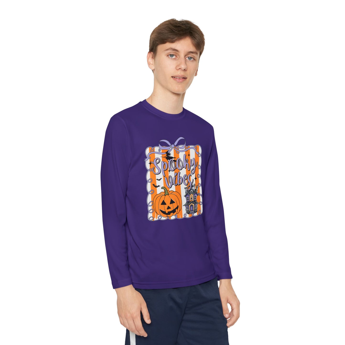 Halloween Spooky Vibes Youth Long Sleeve Tee