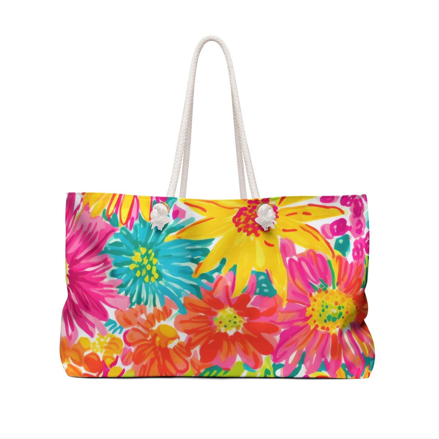 Bright Floral Beach Weekender Bag