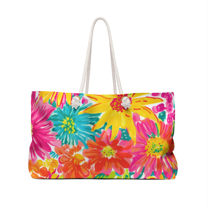 Bright Floral Beach Weekender Bag