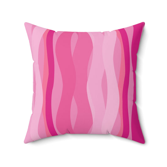 Hot Pink Wavy Lines Pillow