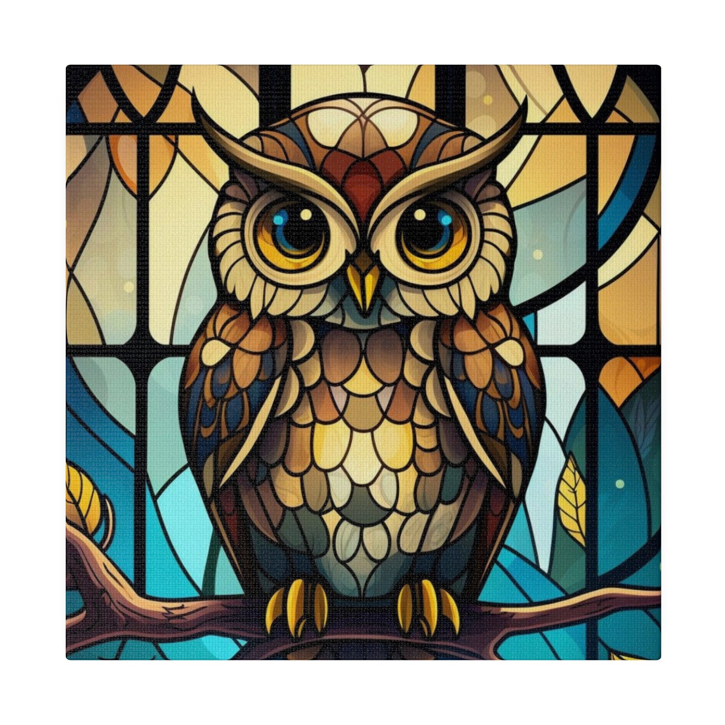 Stained Glass Owl Wall Art Matte Canvas