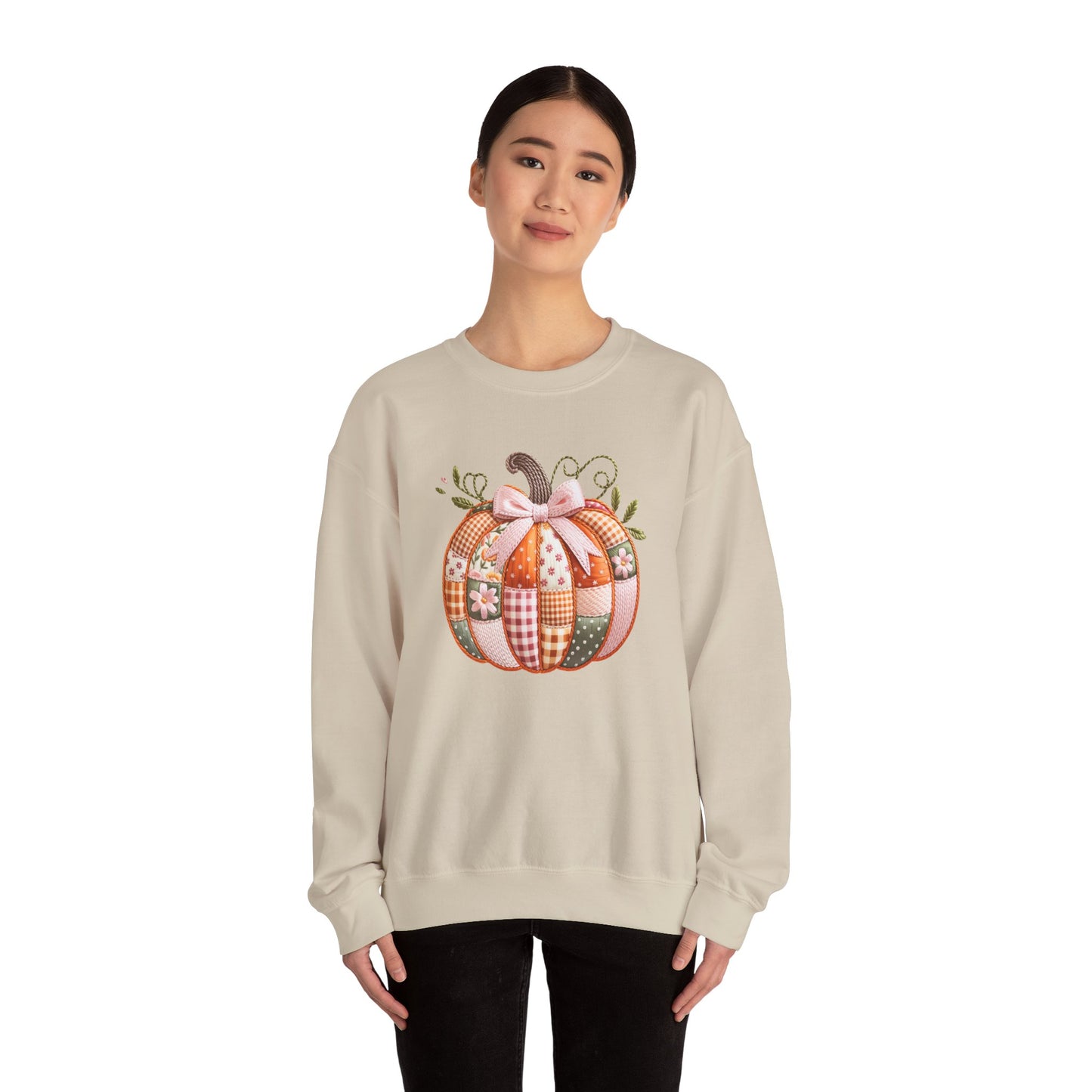 Fall Quilted Patchwork Pumpkin Sweatshirt
