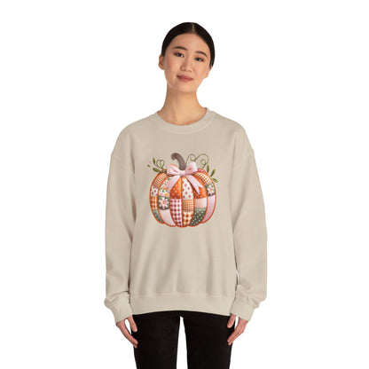 Fall Quilted Patchwork Pumpkin Sweatshirt