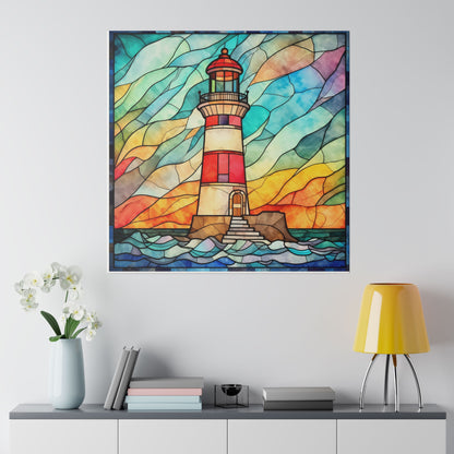 Stained Glass Lighthouse Wall Art Matte Canvas