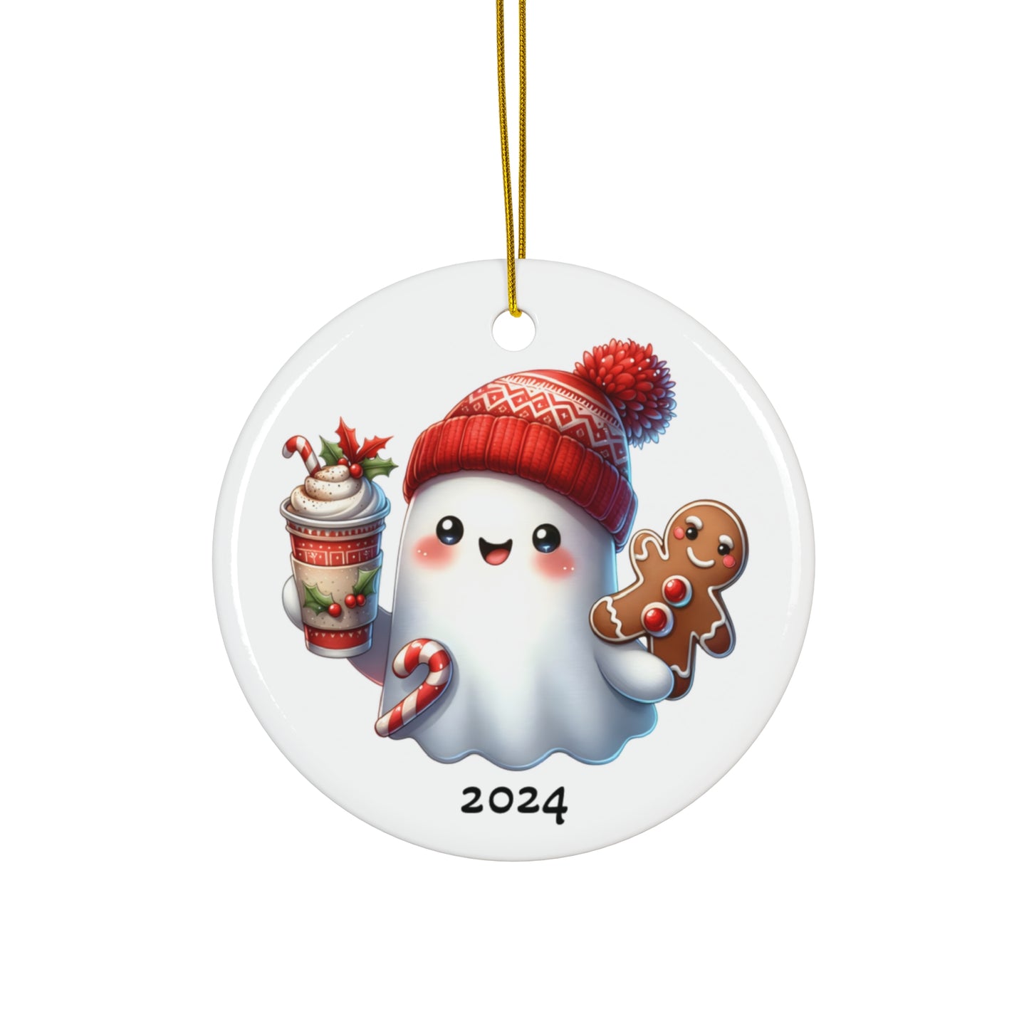 Holiday Ghost Ceramic Ornament