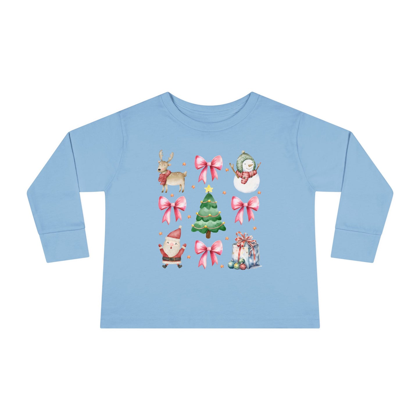 Christmas Watercolor Coquette Toddler Long Sleeve Tee