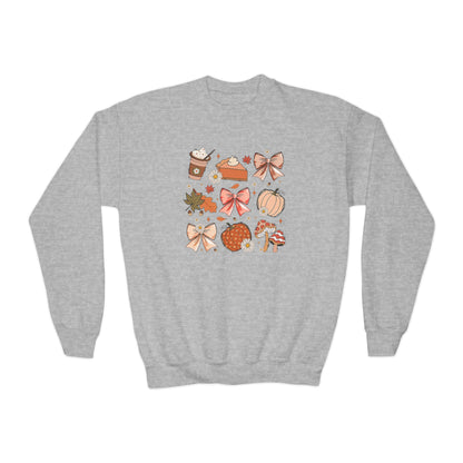 Fall Thanksgiving Vibes Youth Crewneck Sweatshirt