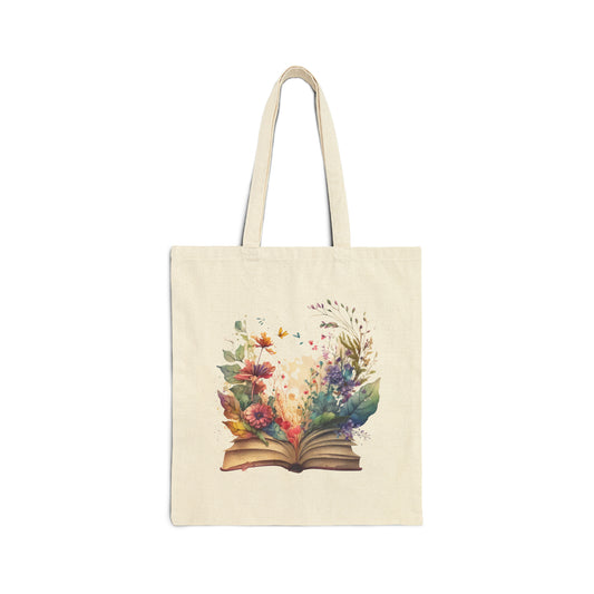 Flowers Blooming Cotton Canvas Tote Bag