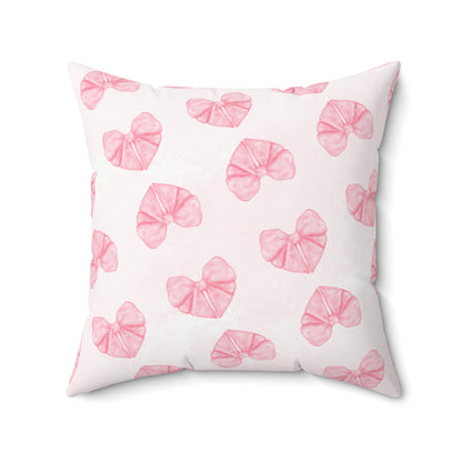 Coquette Bow Heart Square Pillow