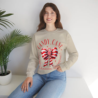 Candy Cane Christmas Coquette Bow Sweatshirt