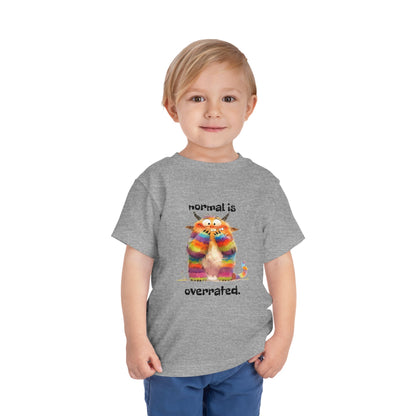 Toddler Tee — Rainbow Cat “Normal Is Overrated” Cute Kids Graphic Shirt