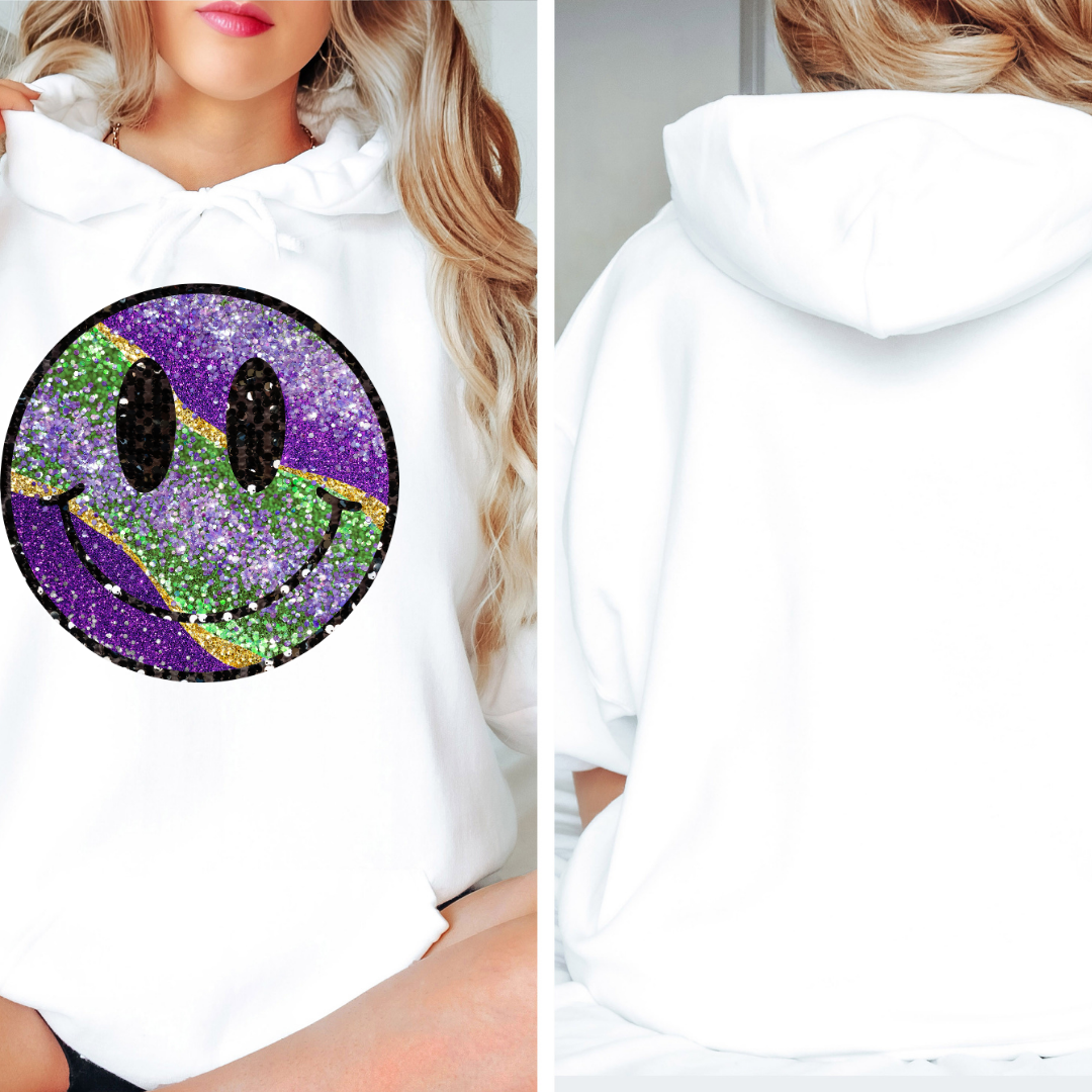 Mardi Gras Smiley Face Hooded Sweatshirt Hoodie