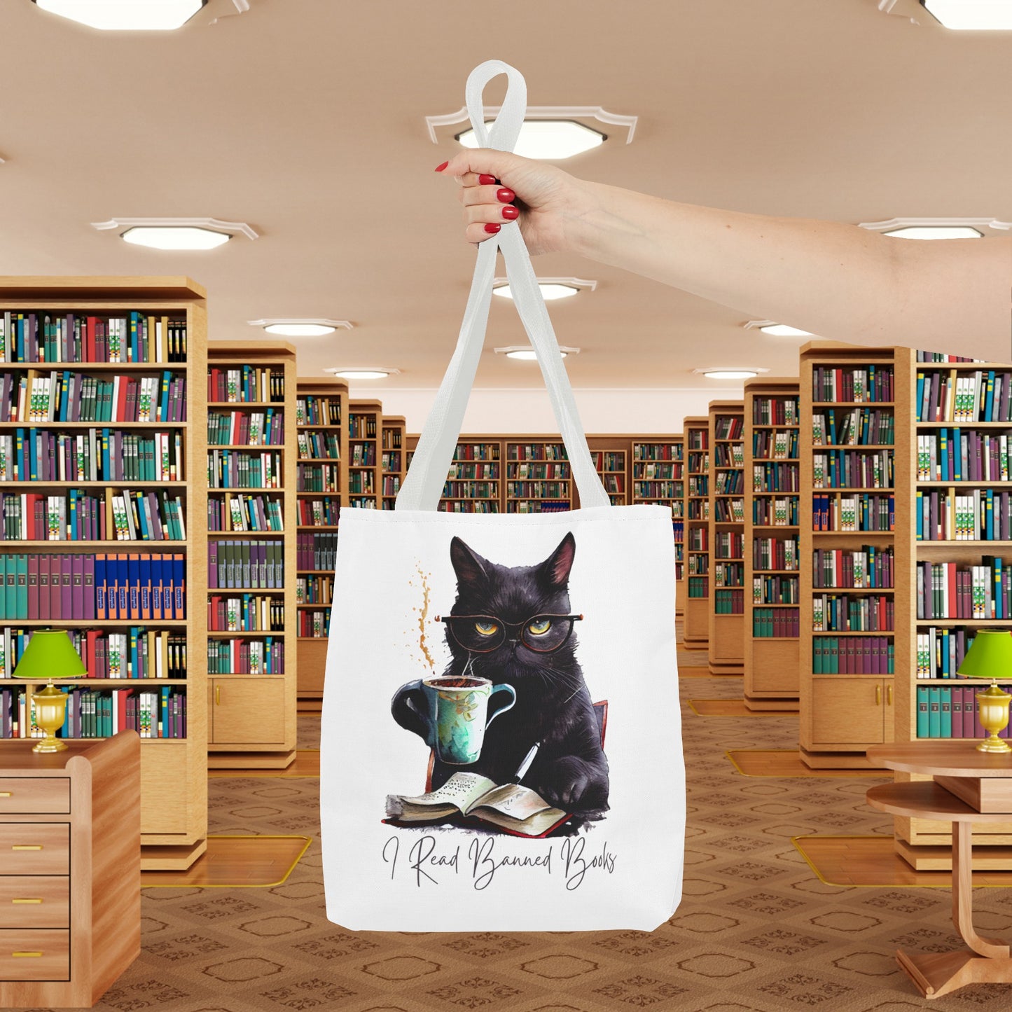 I READ BANNED BOOKS BLACK CAT Tote Bag