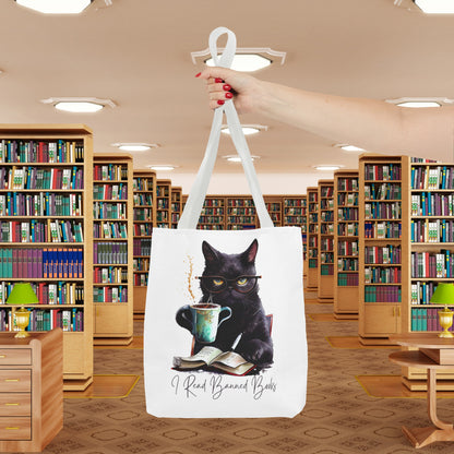 I READ BANNED BOOKS BLACK CAT Tote Bag