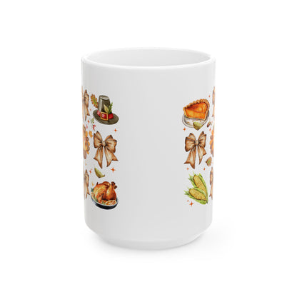 Thanksgiving Coquette Ceramic Mug, (11oz, 15oz)