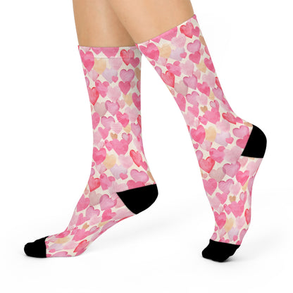 Trendy Heart Themed Crew Socks