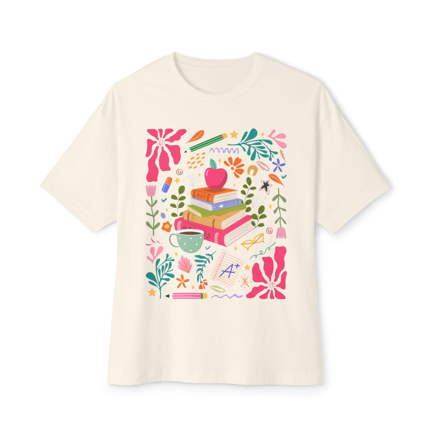Whimsical Book Lover's Oversized Tee