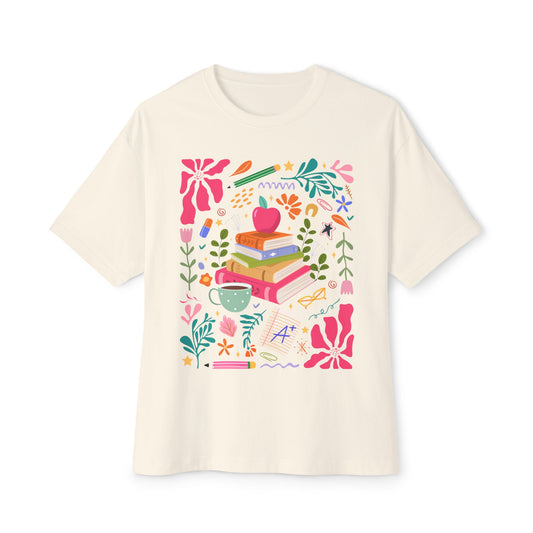 Whimsical Book Lover's Oversized Tee