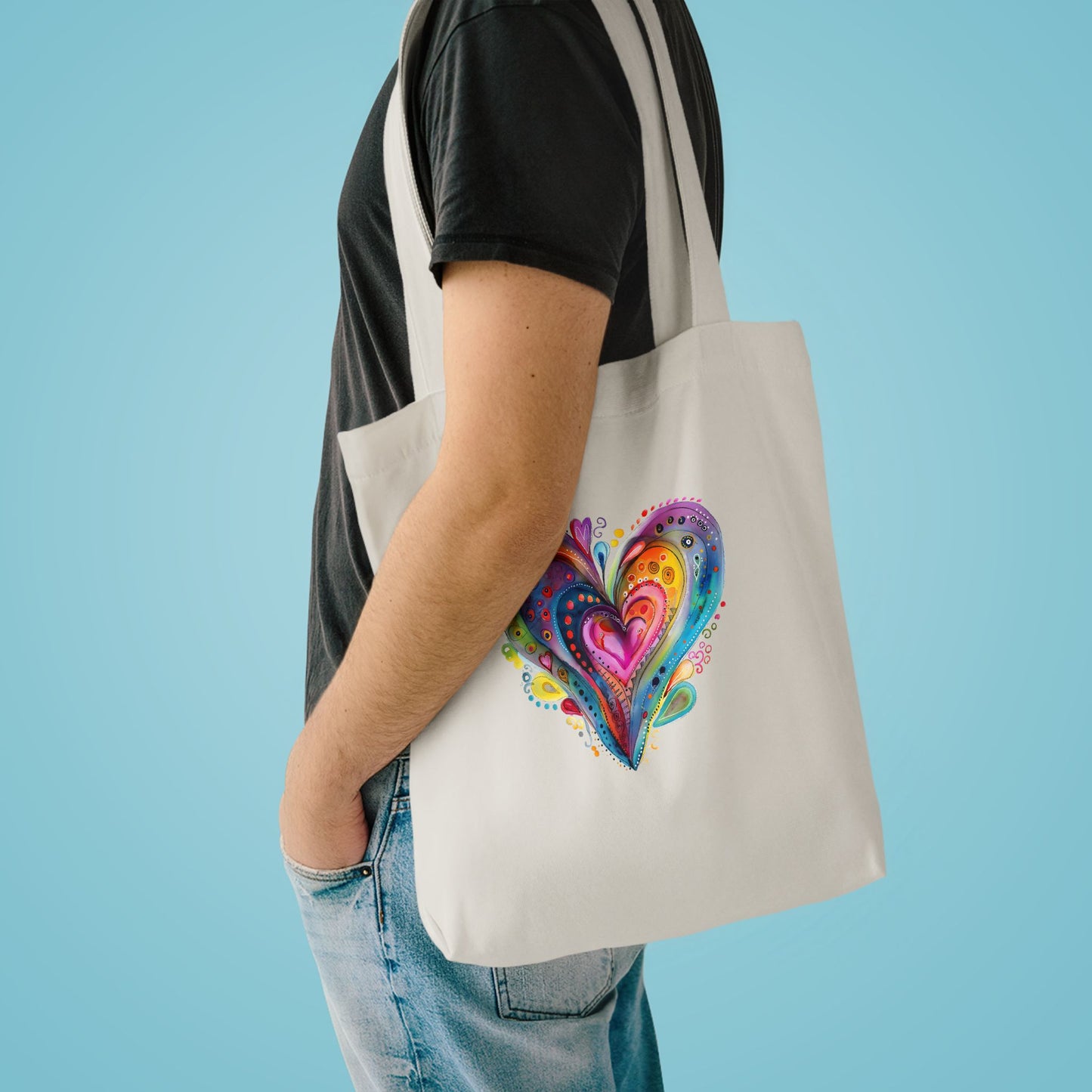 Colorful Heart Cotton Tote Bag