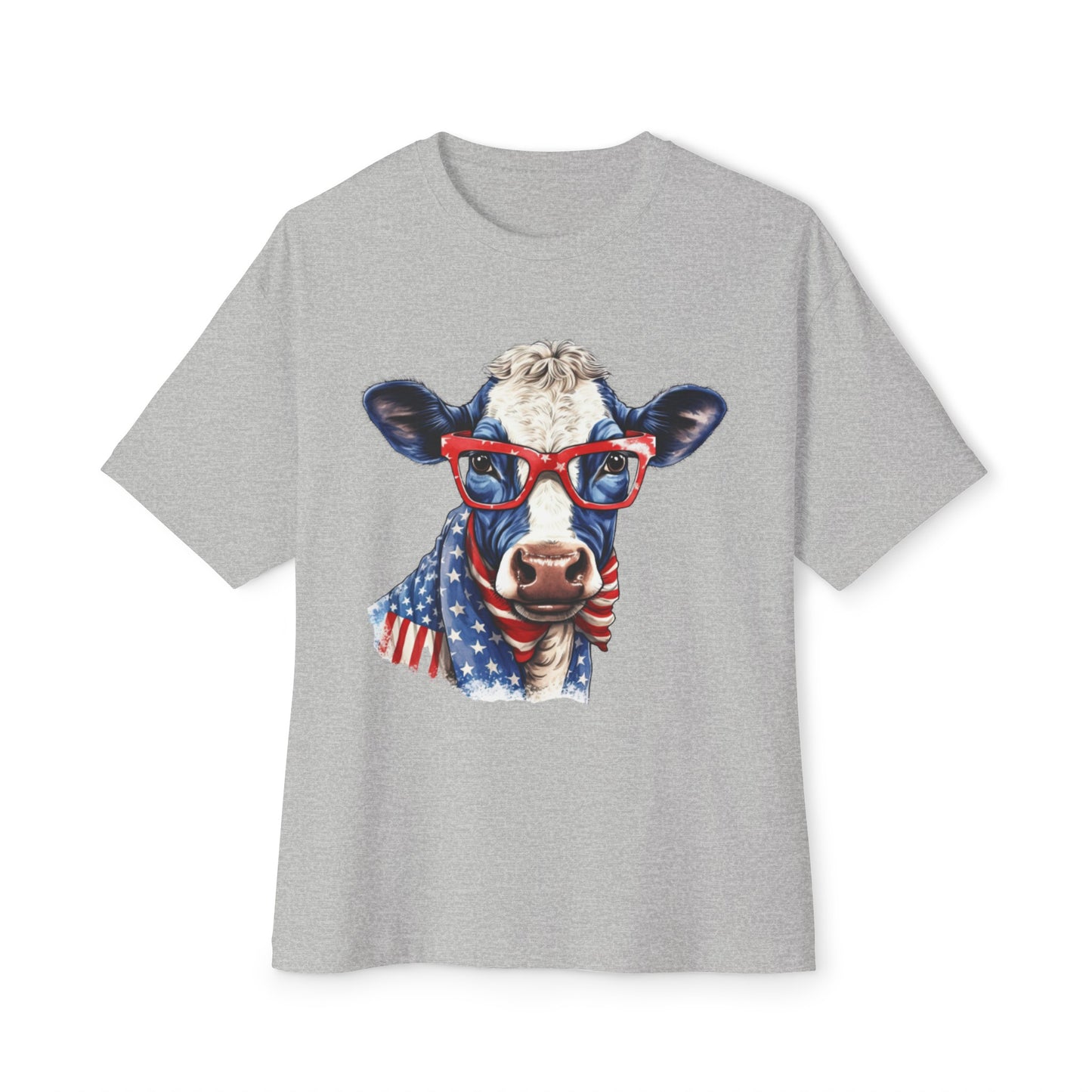 Patriotic Cow Unisex Oversized Boxy Tee