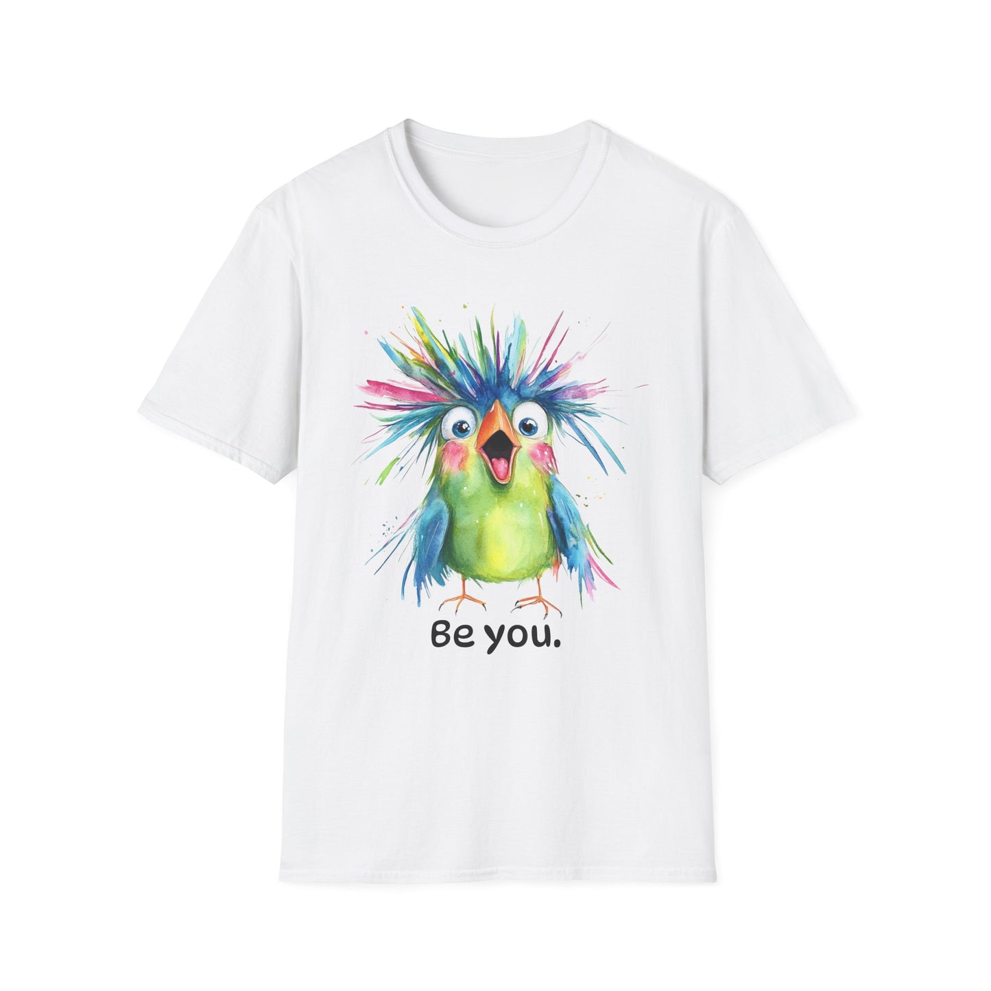 Colorful Quirky Bird Design with "Be you."