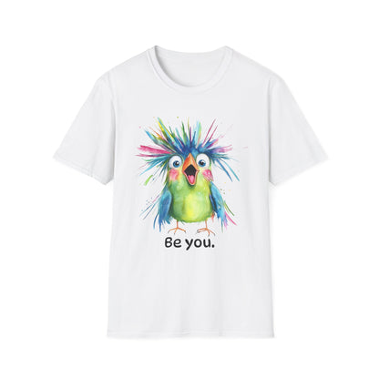 Colorful Quirky Bird Design with "Be you."