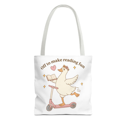 "Off to Make Reading Fun"Book Lover Tote