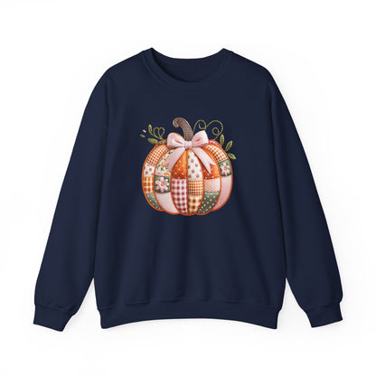 Fall Quilted Patchwork Pumpkin Sweatshirt