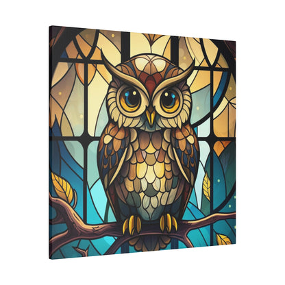 Stained Glass Owl Wall Art Matte Canvas