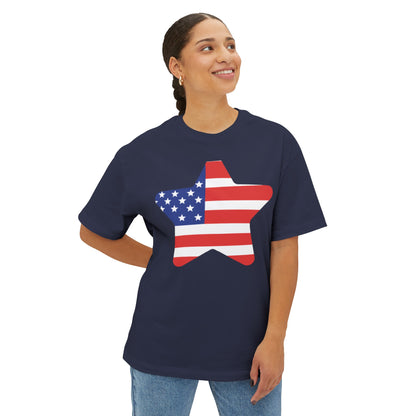 Stars and Stripes 4th of July Unisex Oversized Boxy Tee