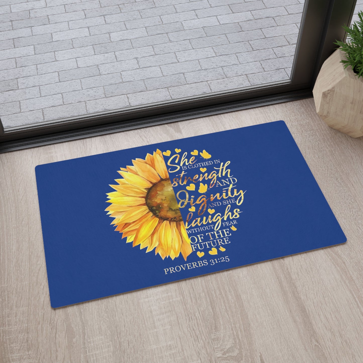 Strong Woman Sunflower Floor Mat