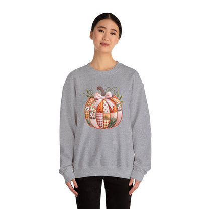 Fall Quilted Patchwork Pumpkin Sweatshirt