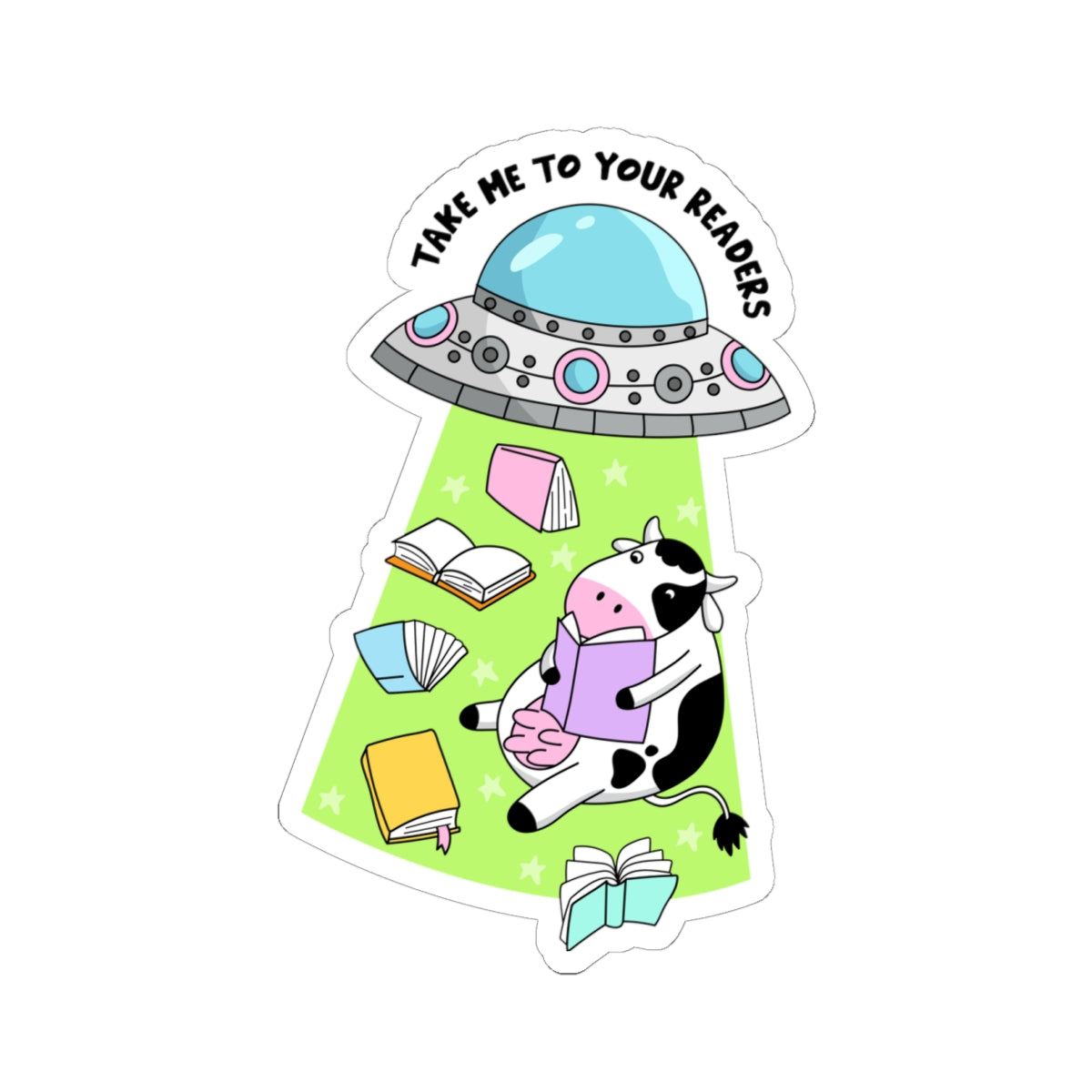 Book Lover Cow Reading Kiss-Cut Stickers