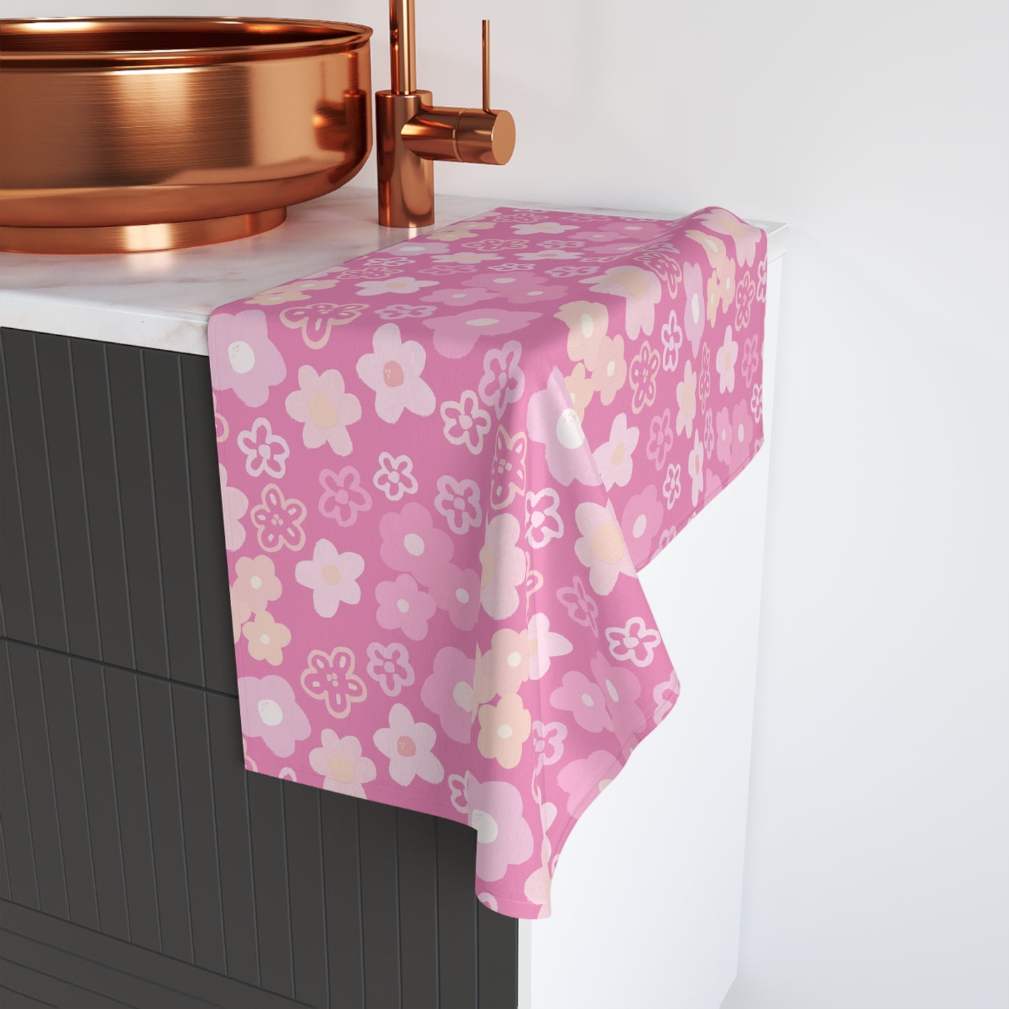 Pink Flowers Coquette Hand Towel