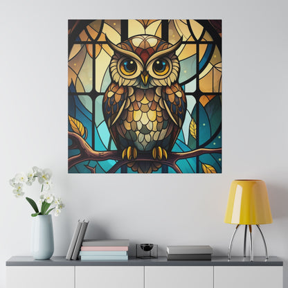 Stained Glass Owl Wall Art Matte Canvas