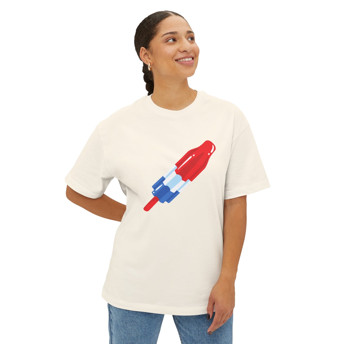 Rocket Popsicle 4th of July Unisex Oversized Boxy Tee