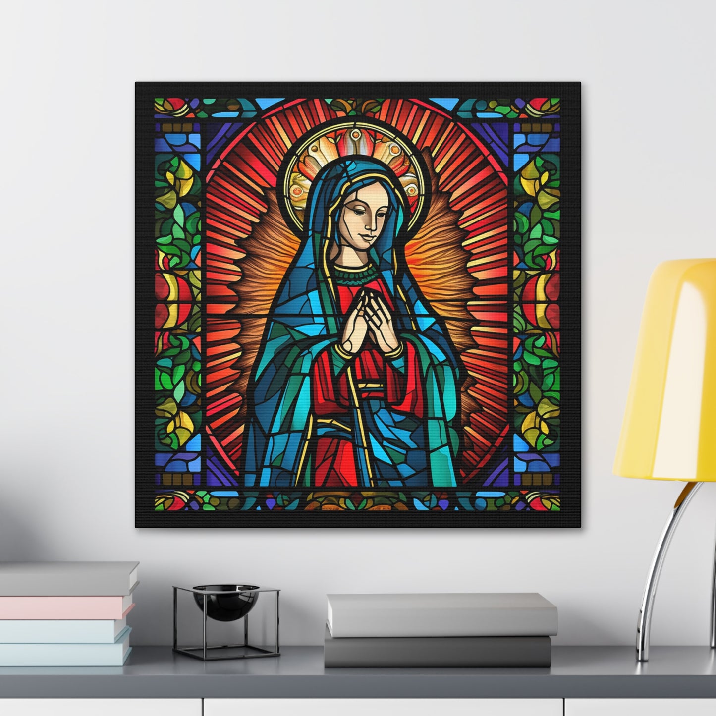 Faux Stained Glass Virgin Mary Canvas Gallery Wraps