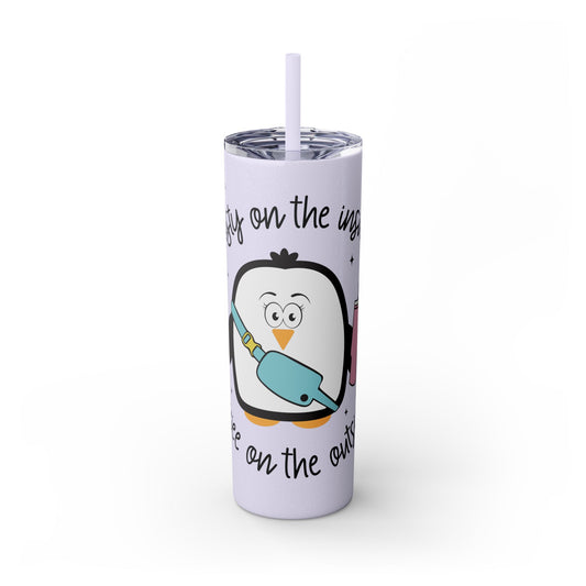 Funny Frosty on the Inside, Boujee on the Outside Skinny Tumbler with Straw, 20oz