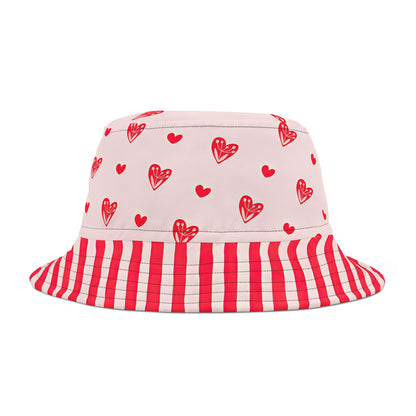 Heart and Stripes Red Bucket Hat