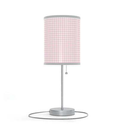 Coquette Pink and White Checked Lamp