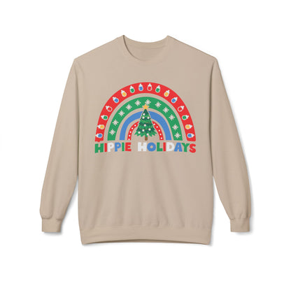Retro Rainbow Hippie Holidays Crewneck Sweatshirt