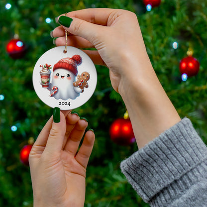 Holiday Ghost Ceramic Ornament