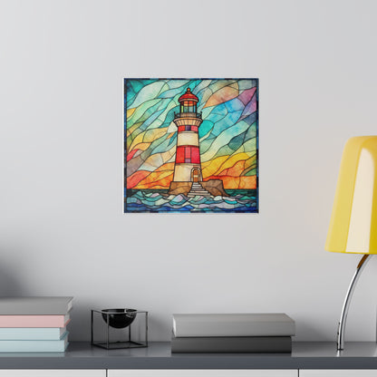 Stained Glass Lighthouse Wall Art Matte Canvas